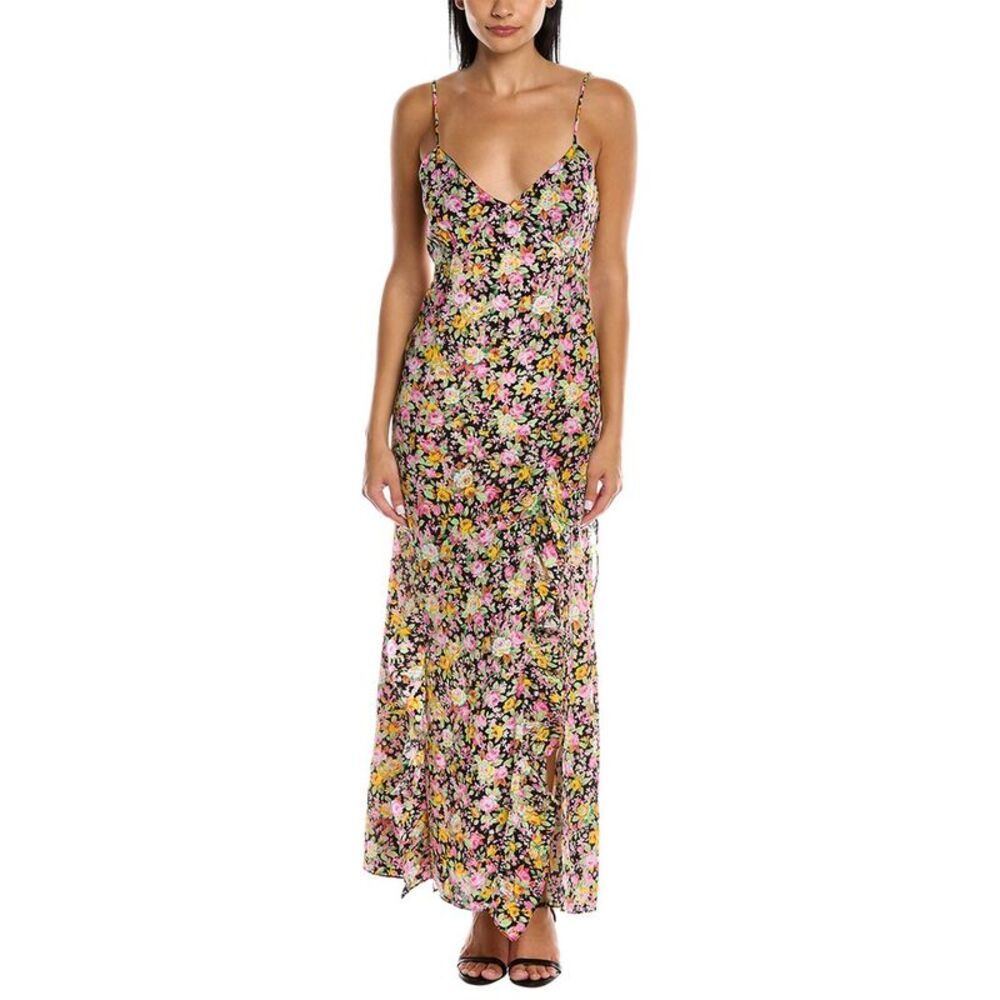 Les Rêveries Womens  Ruffle Cami Silk Maxi Dress